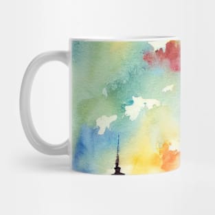 City view in vibrant watercolors Mug